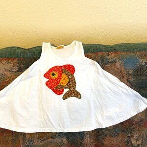 Nice! Anag Fancy Flair 100% Cotton Girl Tank-top Dress w/Fish Applique  ~ Size M
